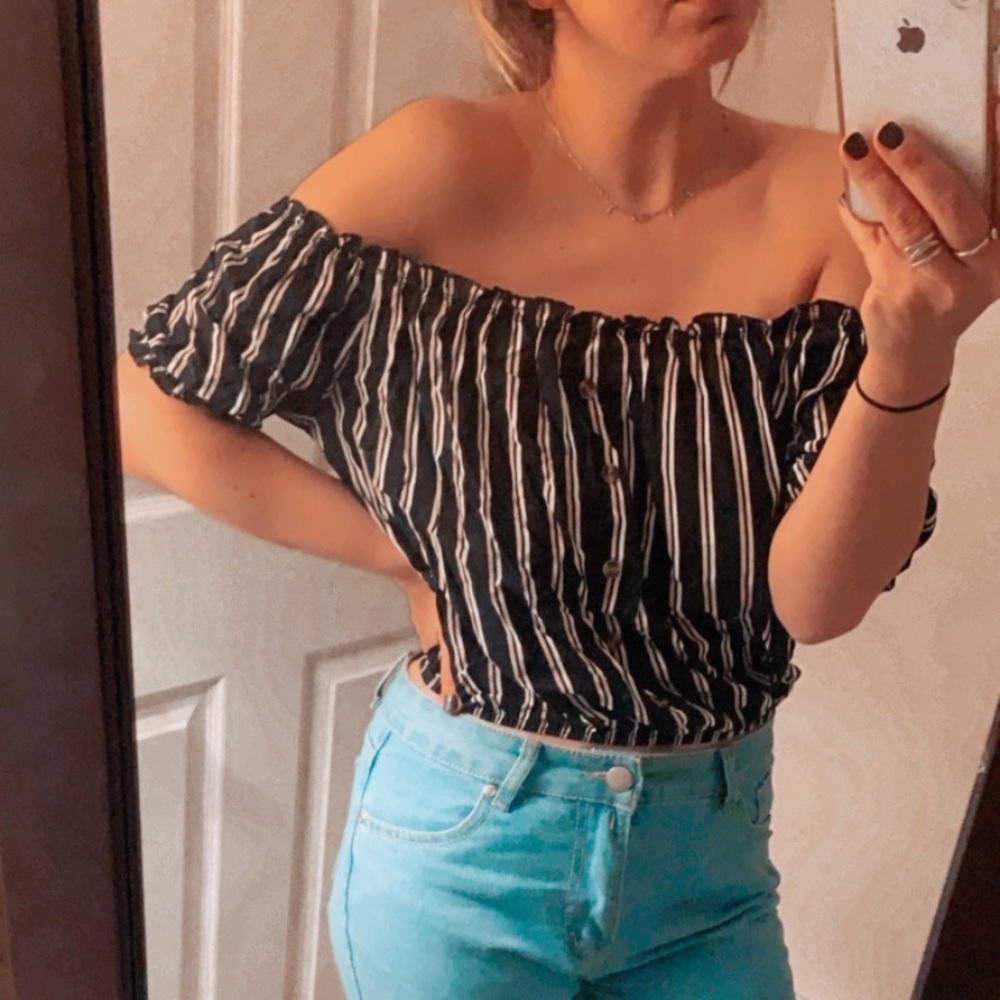 Off The Shoulder Striped Top